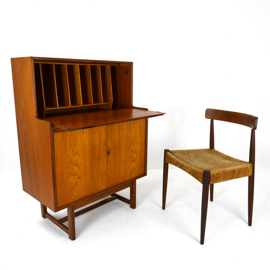 Mid Century Bureau / Desk in Teak with Cupboard