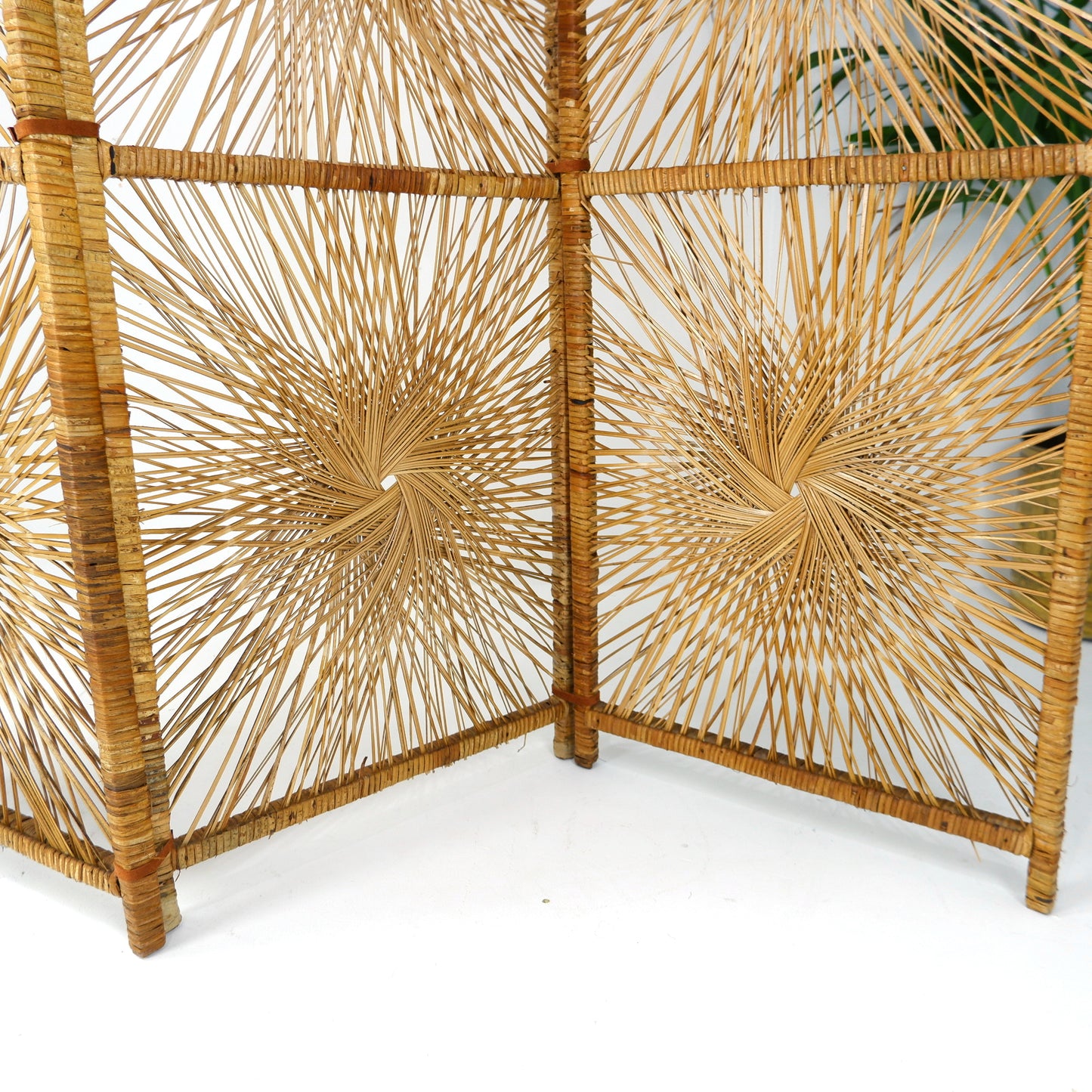 Pair of Mid Century Bamboo Wicker Room Divider Screens