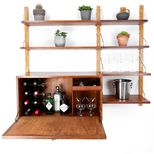 Danish Royal System Drinks Cabinet & Shelving Wall Unit by Poul Cadovius