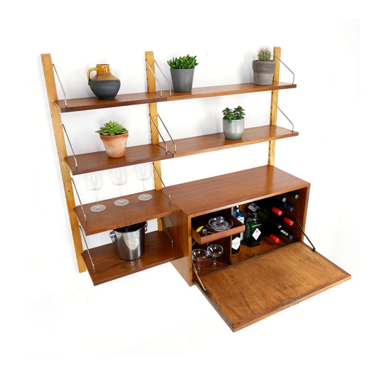 Danish Royal System Drinks Cabinet & Shelving Wall Unit by Poul Cadovius