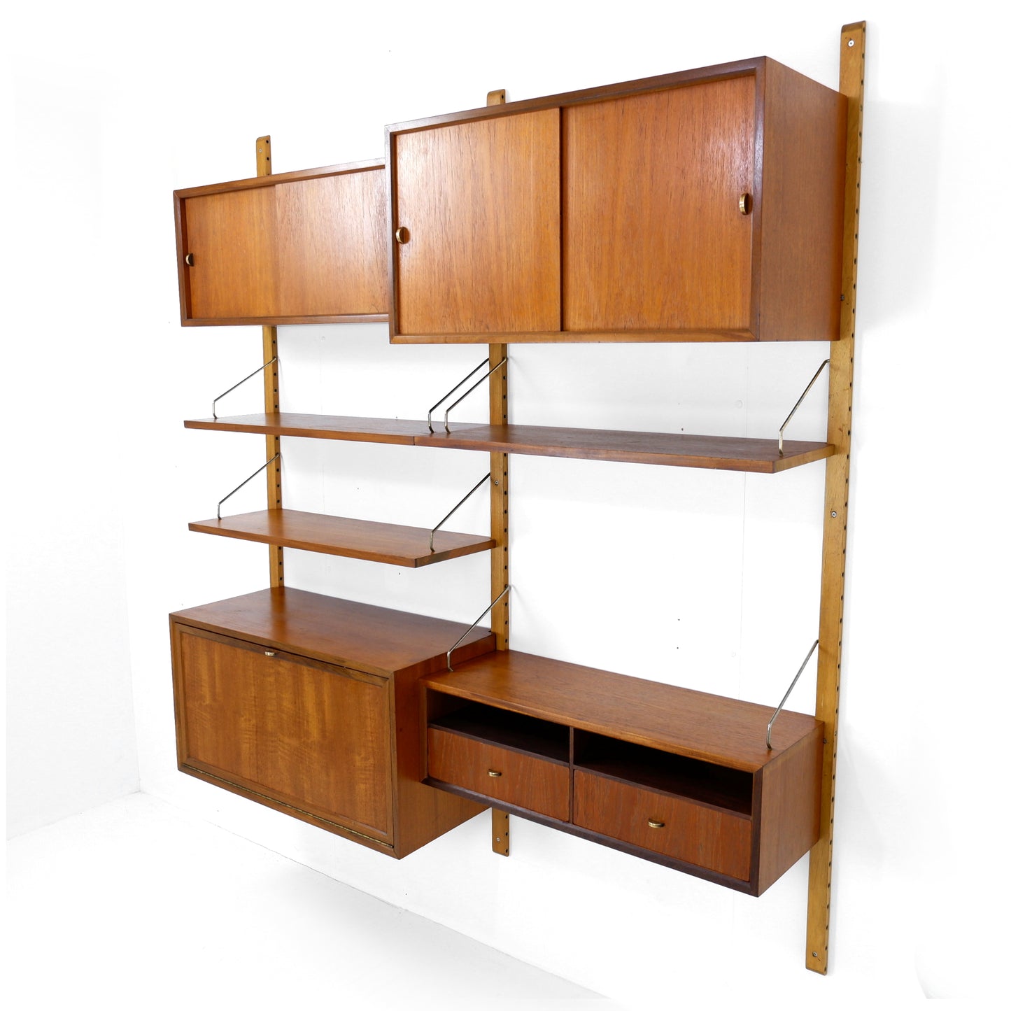 Danish Royal System Double Cocktail Cabinet & Desk Wall Unit by Poul Cadovius