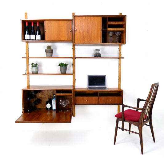 Danish Royal System Double Cocktail Cabinet & Desk Wall Unit by Poul Cadovius