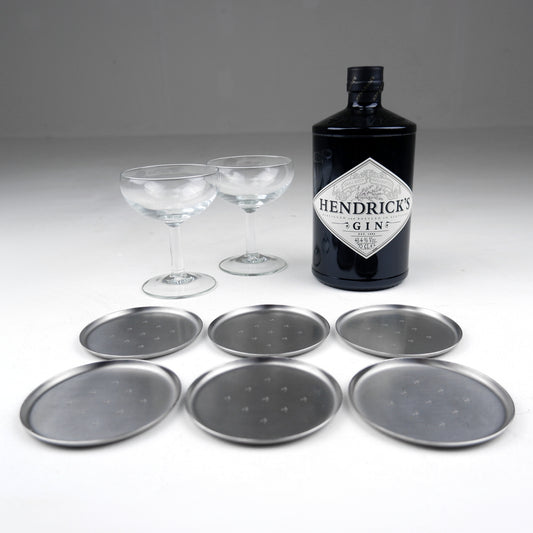 Mid Century L.R.I. Borrowdale Stainless Steel Drinks Coasters with etched Bird Design - Set of 6