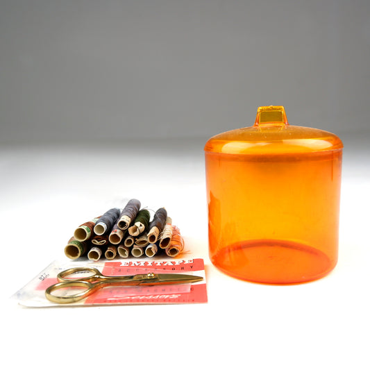 Mid Century Sewing Box, Scissors and Cotton Reels