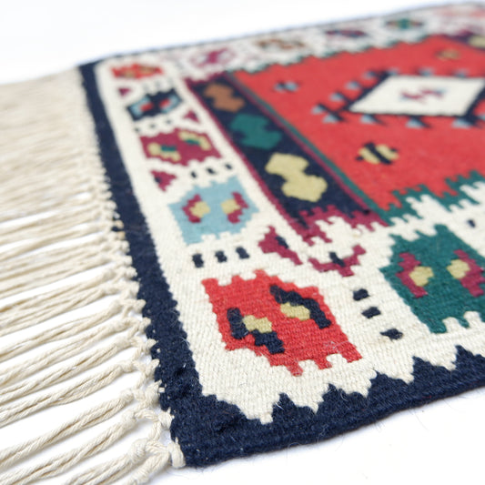 Mid Century Kilim Table Mat / Small Table Rug / Runner / Wall Hanging