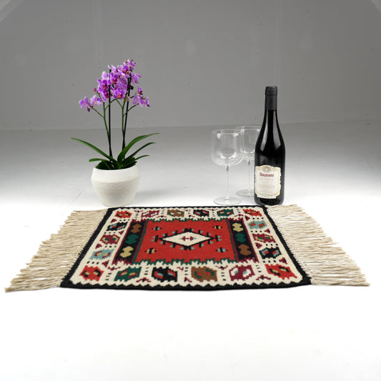 Mid Century Kilim Table Mat / Small Table Rug / Runner / Wall Hanging