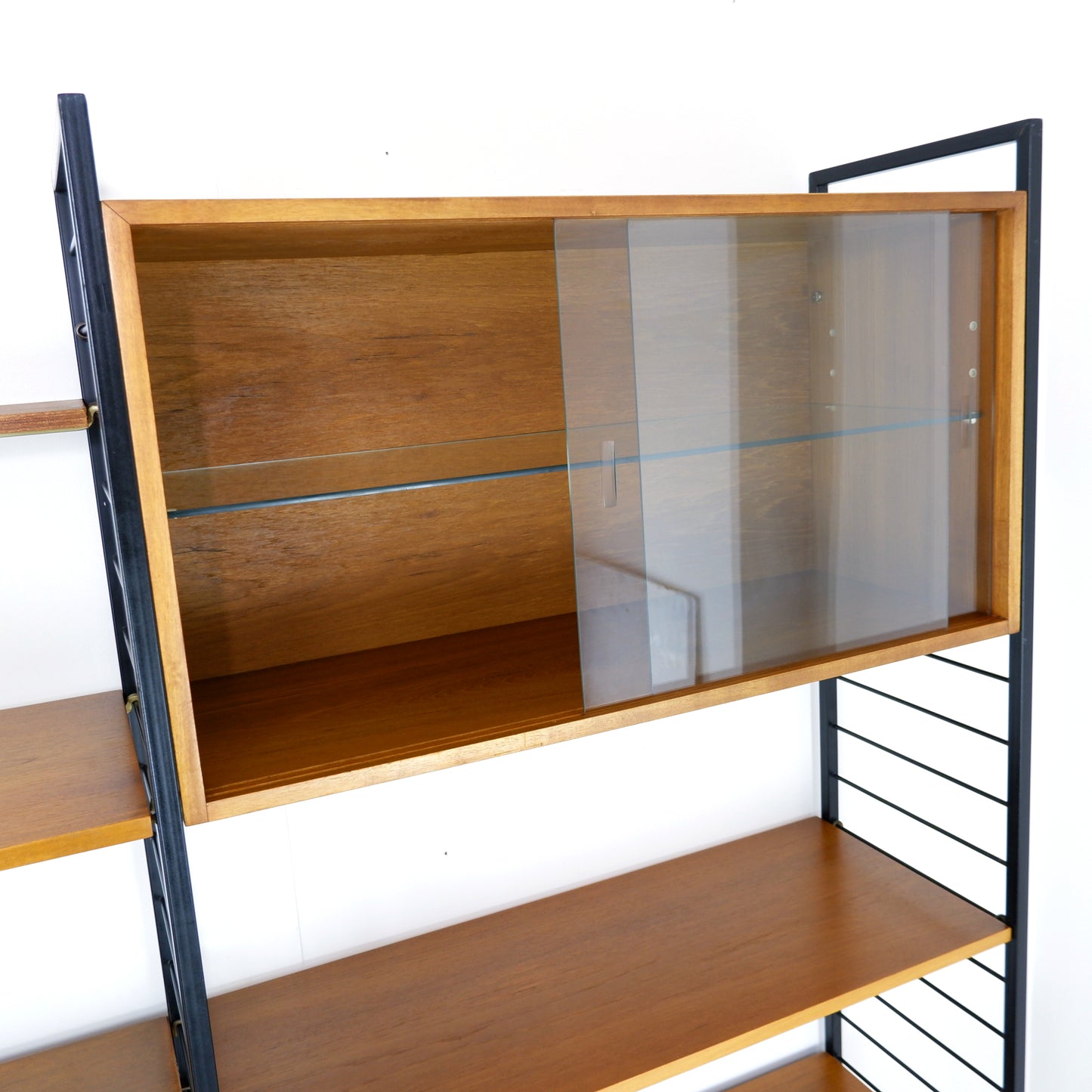 Ladderax Modular Teak Shelving System - 3 Bays - 1 Desk, 4 Cabinets and 4 Shelves - Staples - British Mid Century Icon