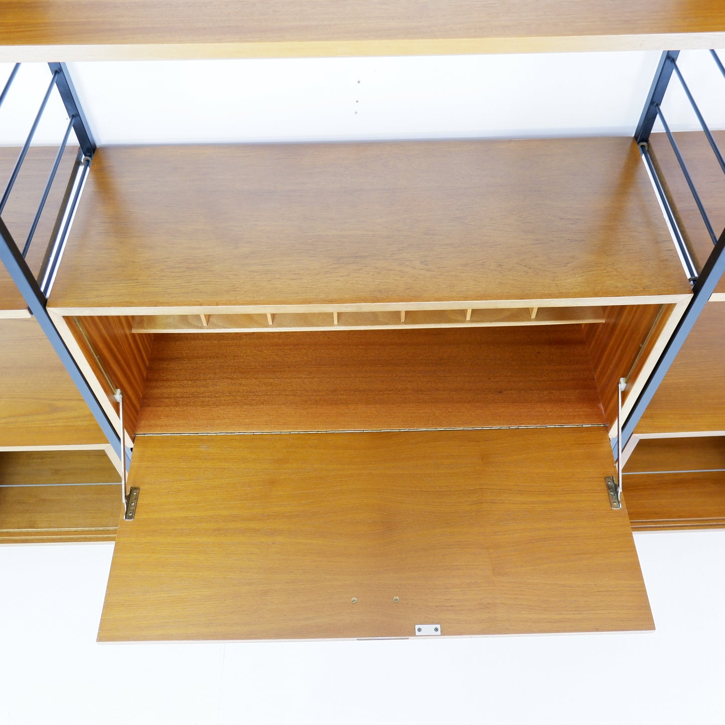 Ladderax Modular Teak Shelving System - 3 Bays - 1 Desk, 4 Cabinets and 4 Shelves - Staples - British Mid Century Icon