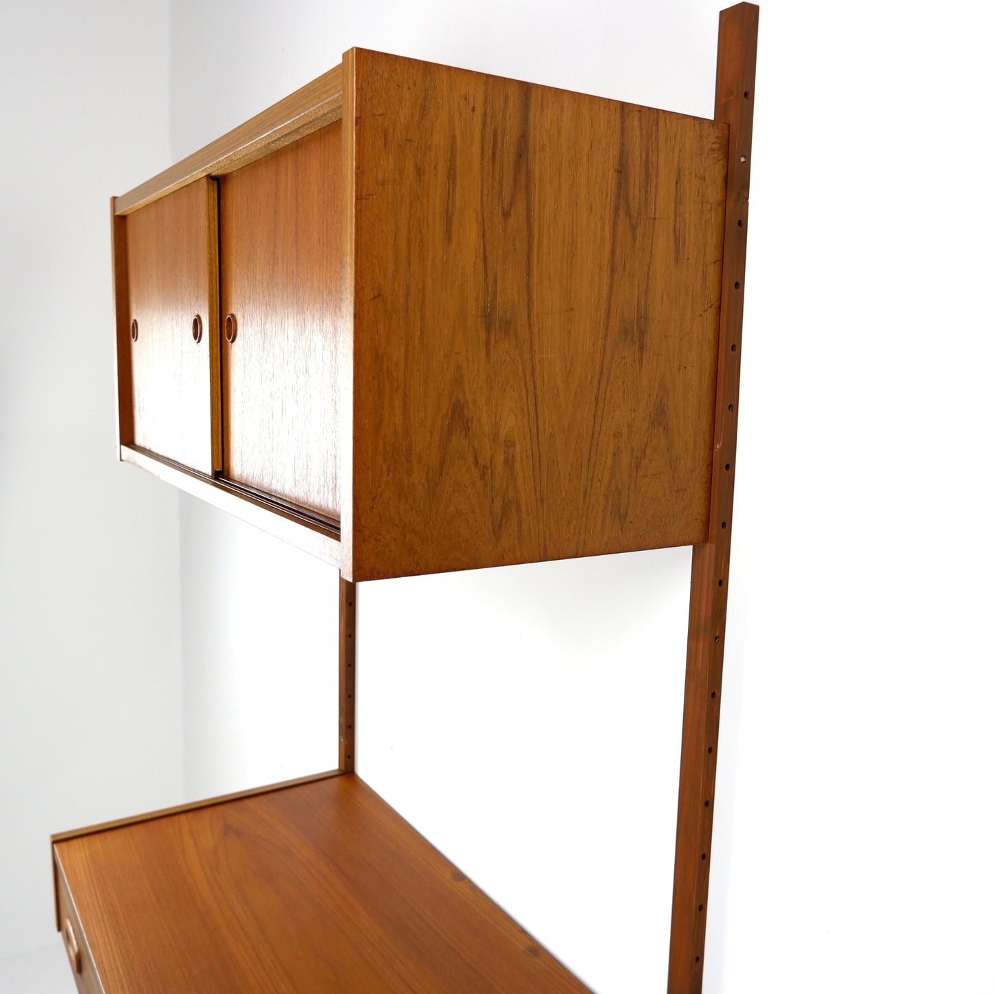 Mid Century Danish PS System Desk with Cabinet in Teak - Modular Ladder Wall Unit Shelving