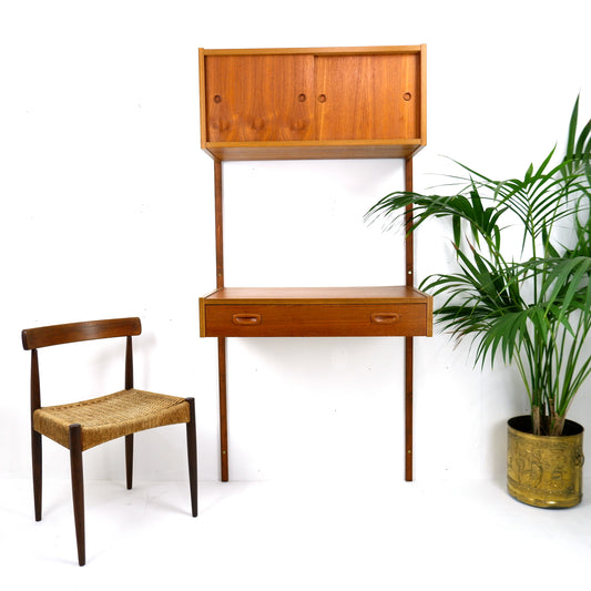 Mid Century Danish PS System Desk with Cabinet in Teak - Modular Ladder Wall Unit Shelving