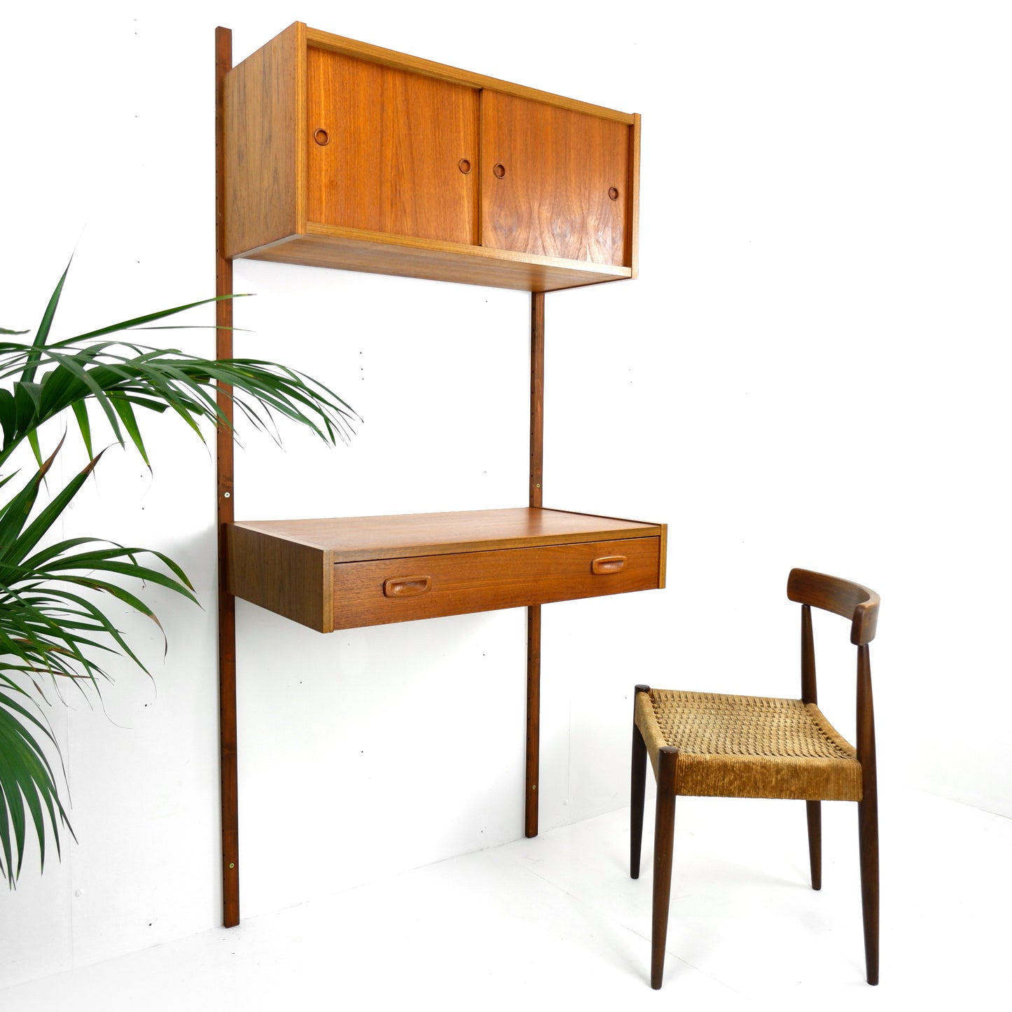 Mid Century Danish PS System Desk with Cabinet in Teak - Modular Ladder Wall Unit Shelving