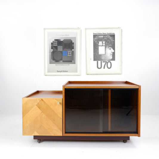 Vintage Teak Record Cabinet with Colour Change Lights! HiFi/Media Unit TV Stand