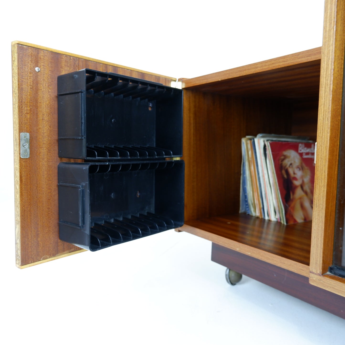 Vintage Teak Record Cabinet with Colour Change Lights! HiFi/Media Unit TV Stand