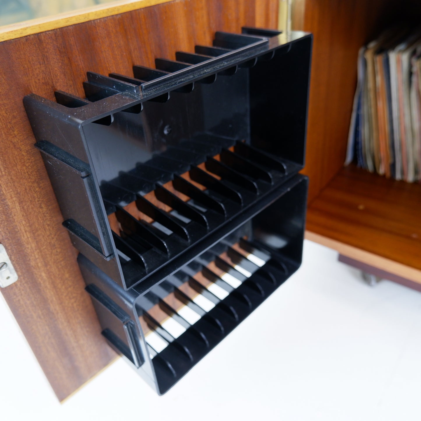 Vintage Teak Record Cabinet with Colour Change Lights! HiFi/Media Unit TV Stand