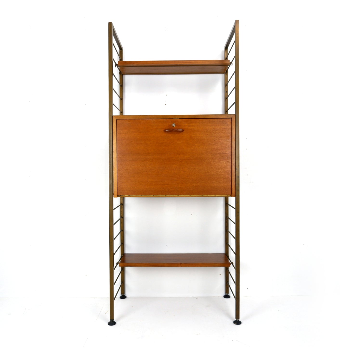 Ladderax Desk/Drinks Cabinet with Shelves - Mid Century Teak Modular Ladder Wall Unit Shelving