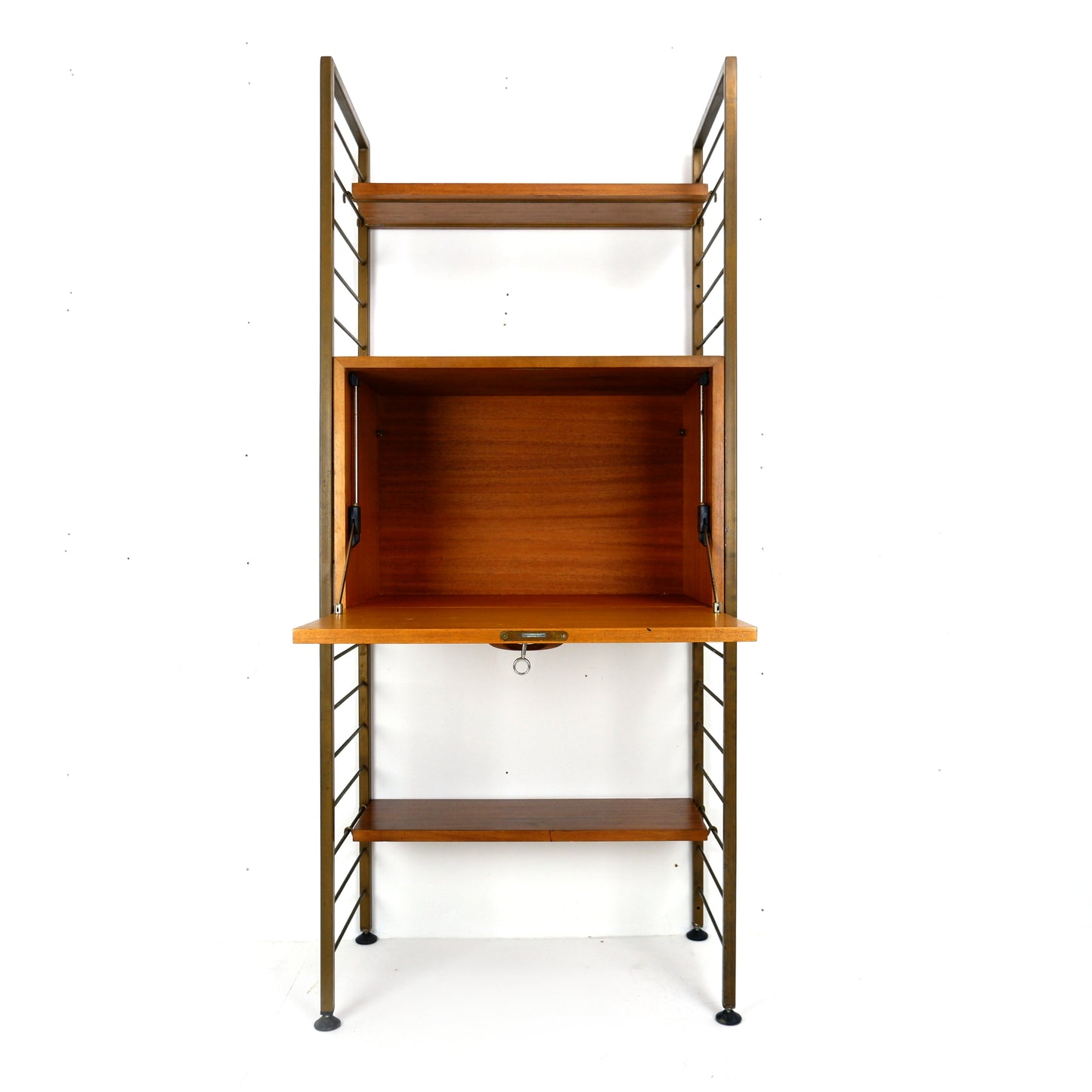 Ladderax Desk/Drinks Cabinet with Shelves - Mid Century Teak Modular Ladder Wall Unit Shelving