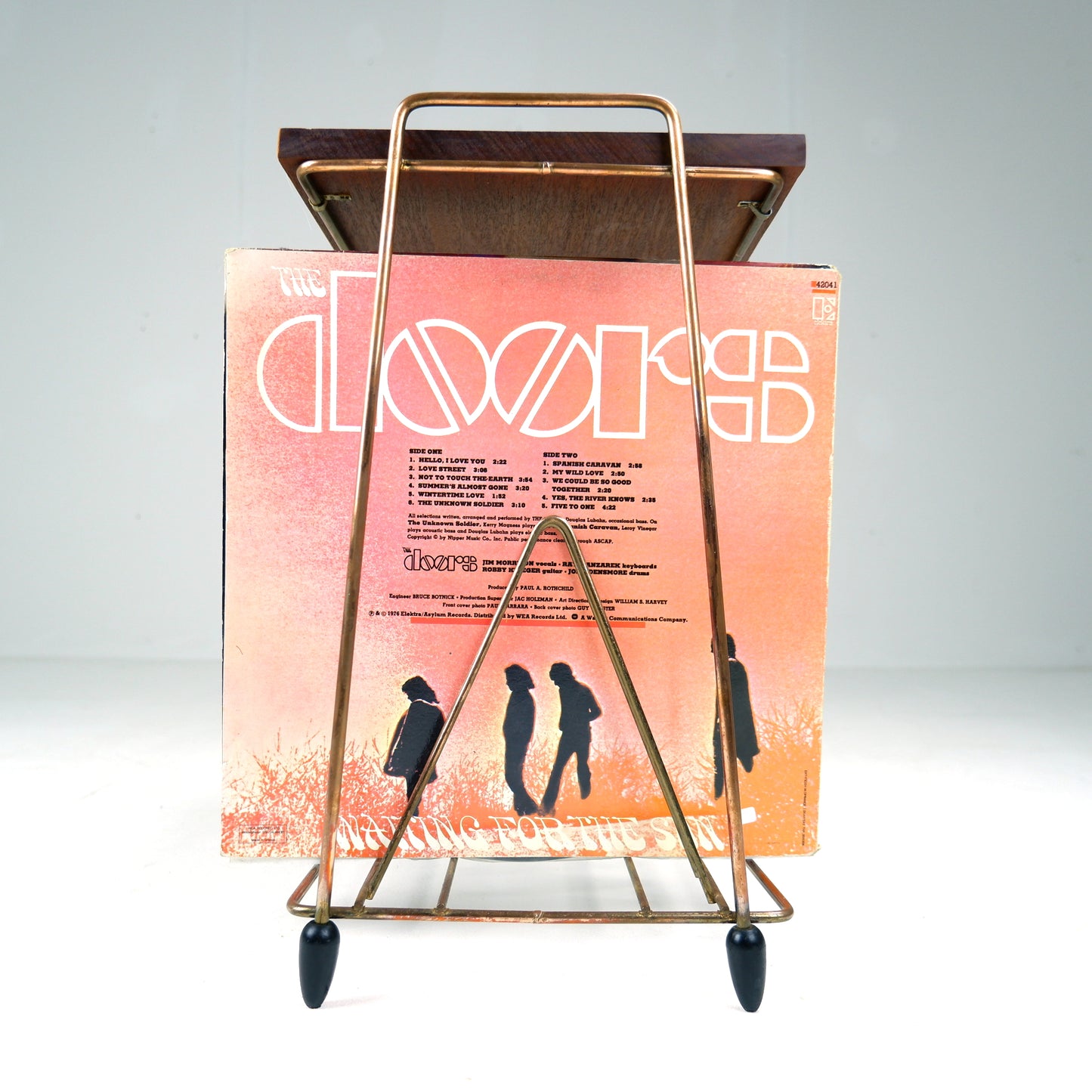 Atomic Style Magazine Rack / Vinyl Storage in Copper and Rosewood - Mid Century