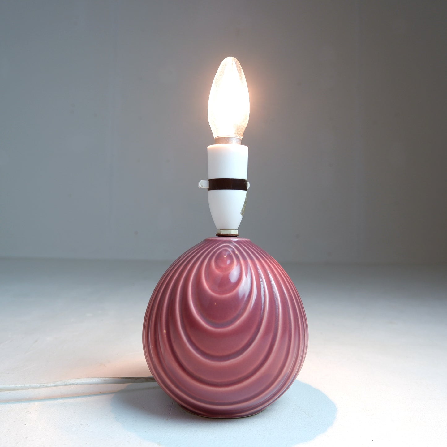 Vintage 80's Dusky Pink Ceramic Table Lamp Base - Graduated Teardrop Shape - Post Modern