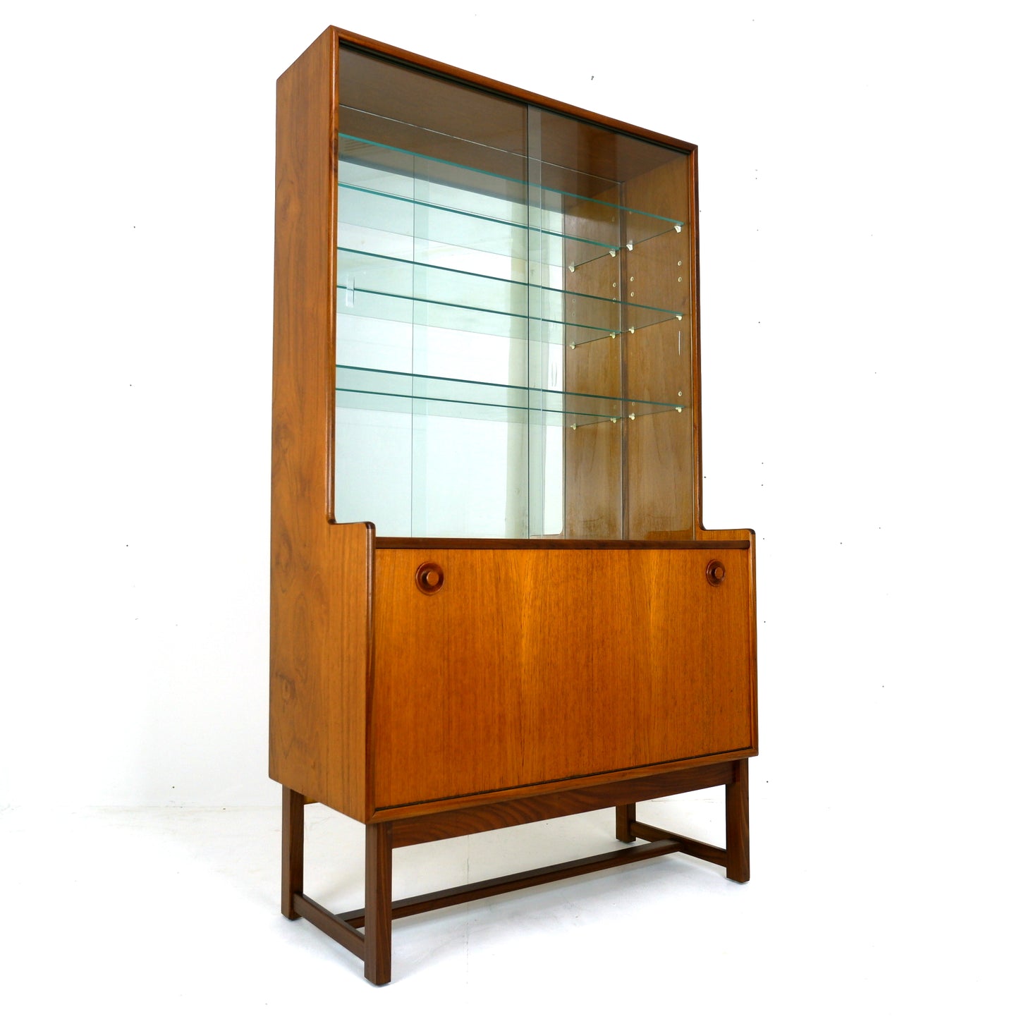 Turnidge of London Mirrored Cocktail/Drinks Cabinet in Teak and Glass - Mid Century Modern