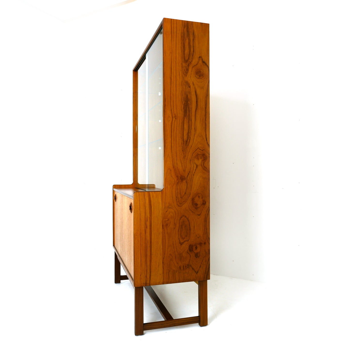 Turnidge of London Mirrored Cocktail/Drinks Cabinet in Teak and Glass - Mid Century Modern