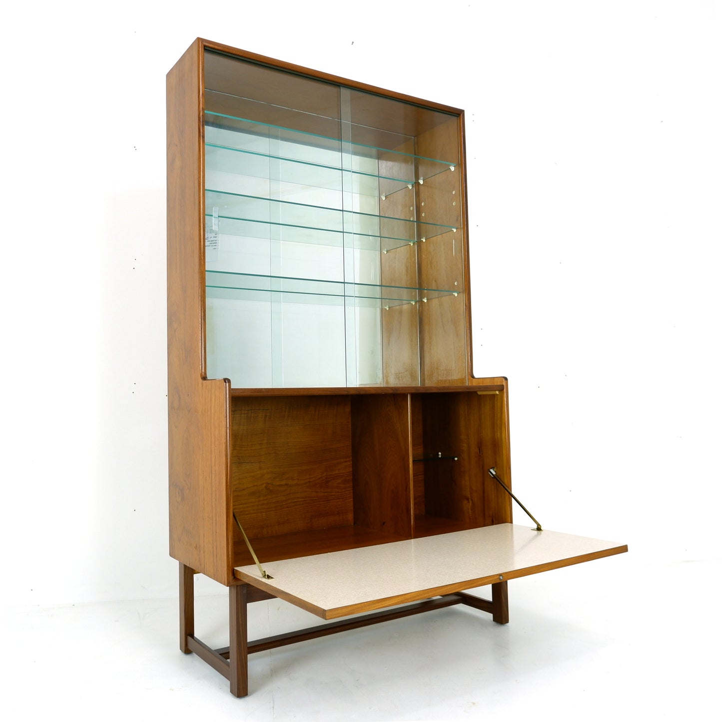 Turnidge of London Mirrored Cocktail/Drinks Cabinet in Teak and Glass - Mid Century Modern