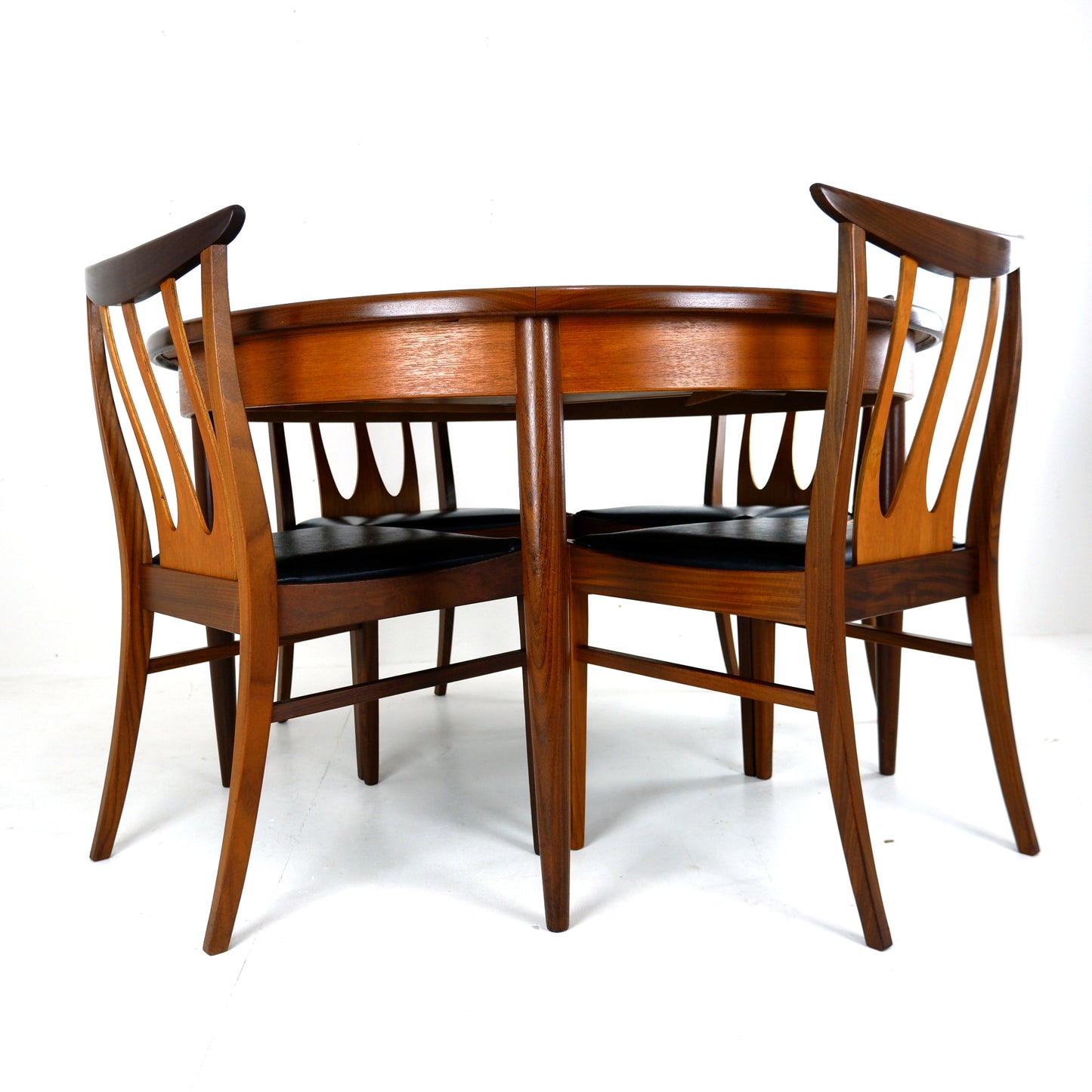 Mid Century G PLAN Brasilia Teak Dining Table and 4 Dining Chairs - Extendable Round/Oval