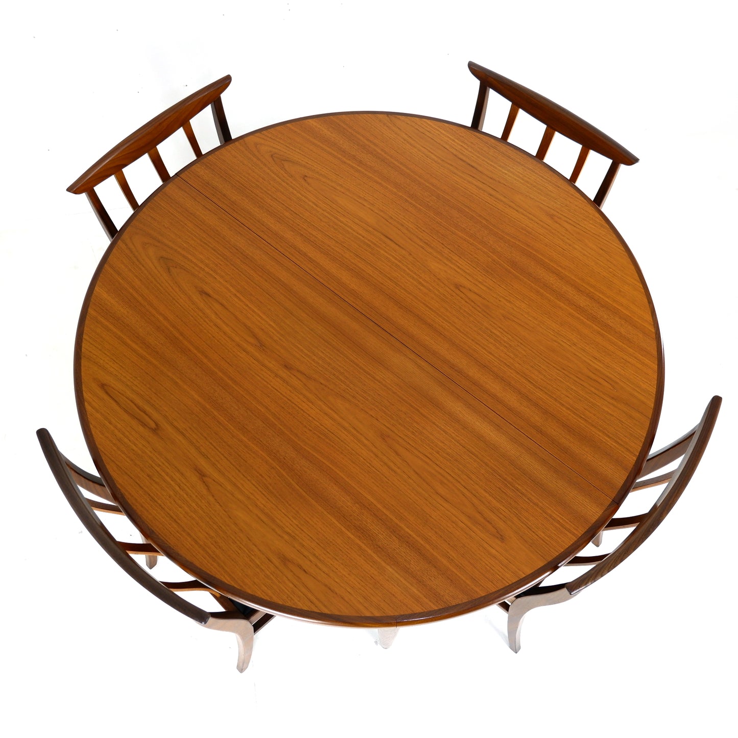 Mid Century G PLAN Brasilia Teak Dining Table and 4 Dining Chairs - Extendable Round/Oval