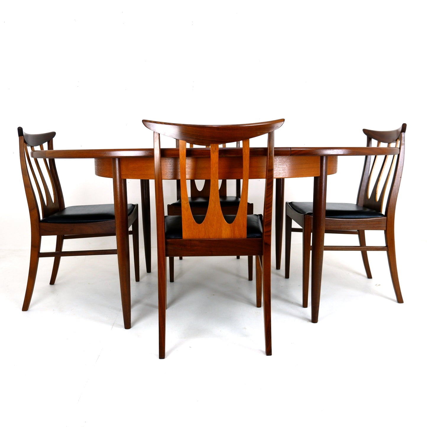 Mid Century G PLAN Brasilia Teak Dining Table and 4 Dining Chairs - Extendable Round/Oval