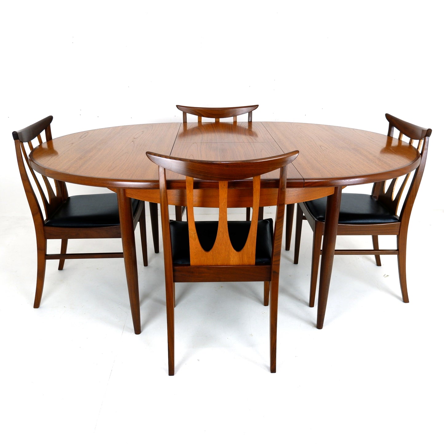 Mid Century G PLAN Brasilia Teak Dining Table and 4 Dining Chairs - Extendable Round/Oval