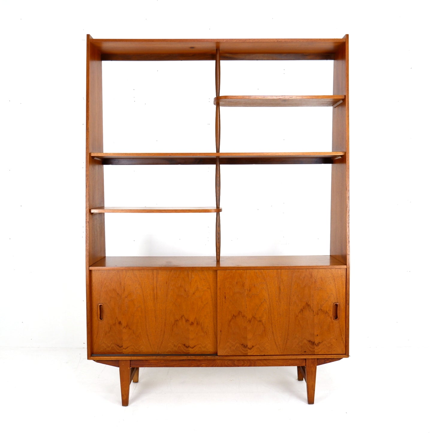 Mid Century Room Divider in Teak / Bookcase Shelving Unit with Cupboard