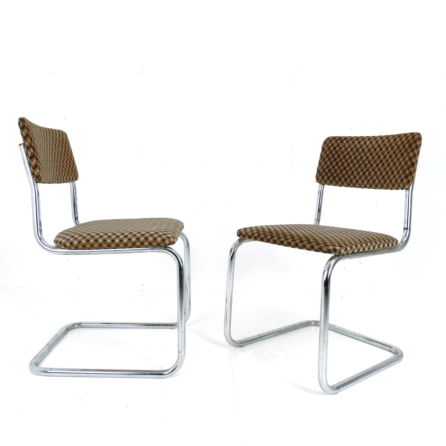 Set 4 Mid Century Cesca Style Cantilever Dining Chairs & Smoked Glass Table - Tubular Steel