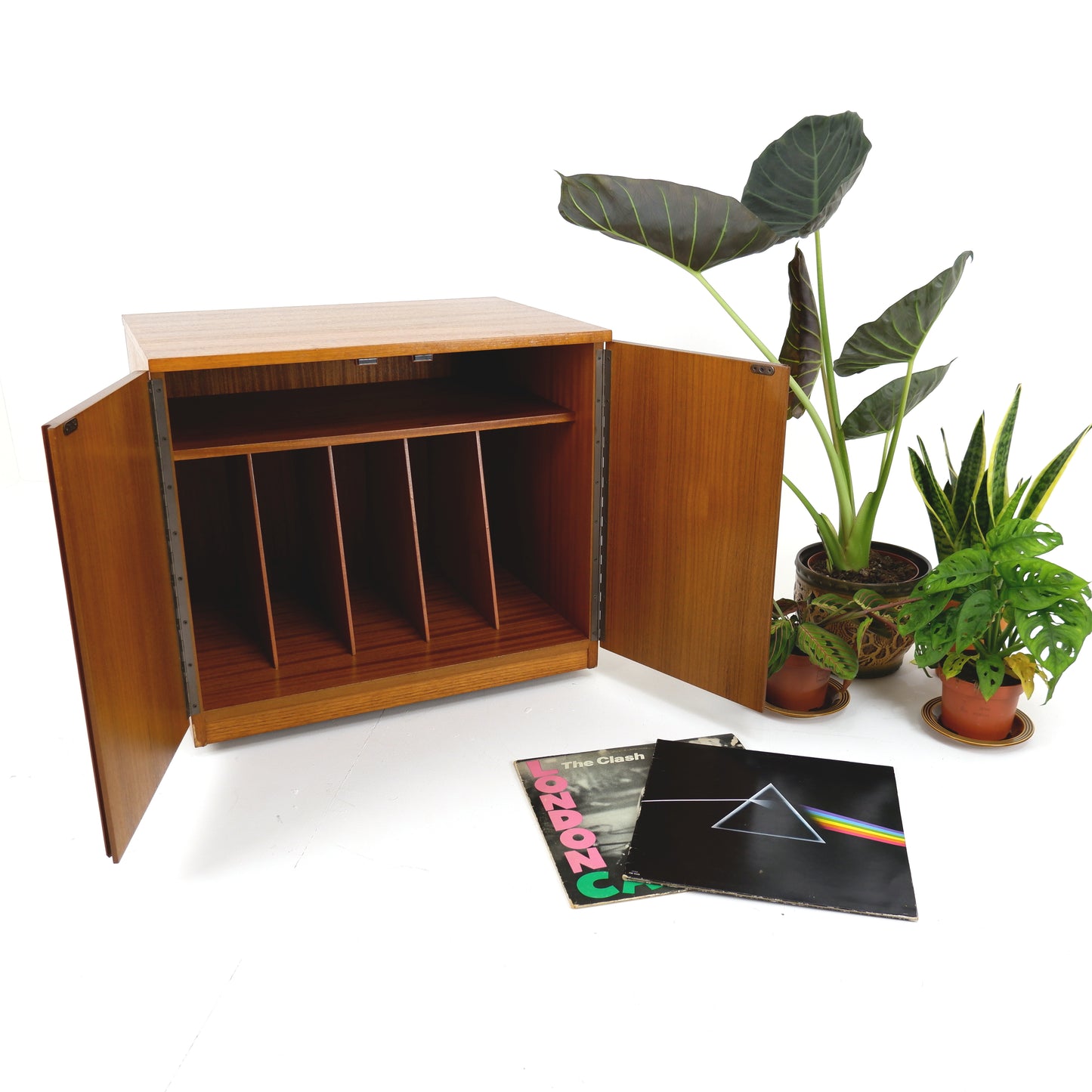 Mid Century Teak Record Cabinet by Dynatron