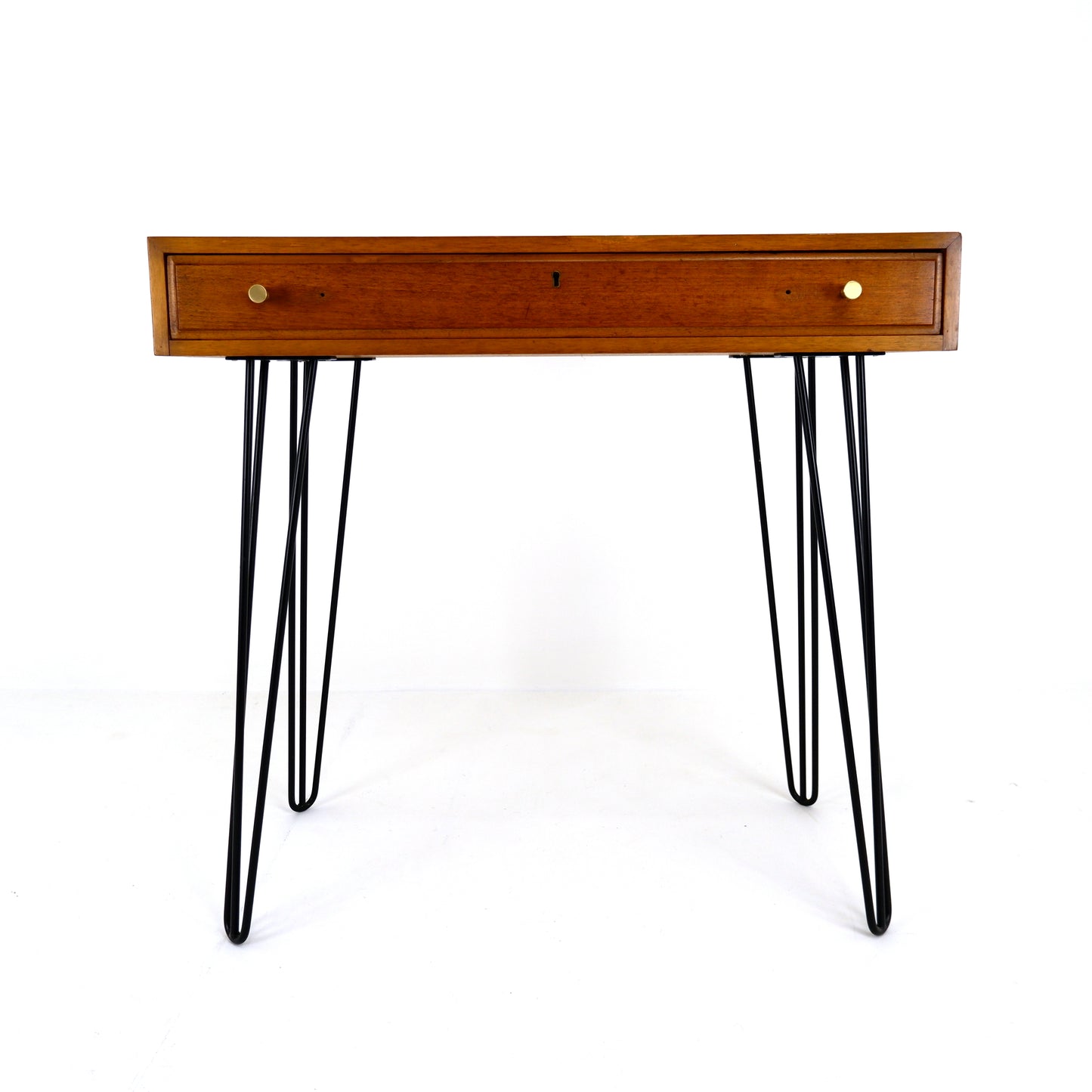 Mid Century Teak Desk / Hallway Table on Hairpin Legs