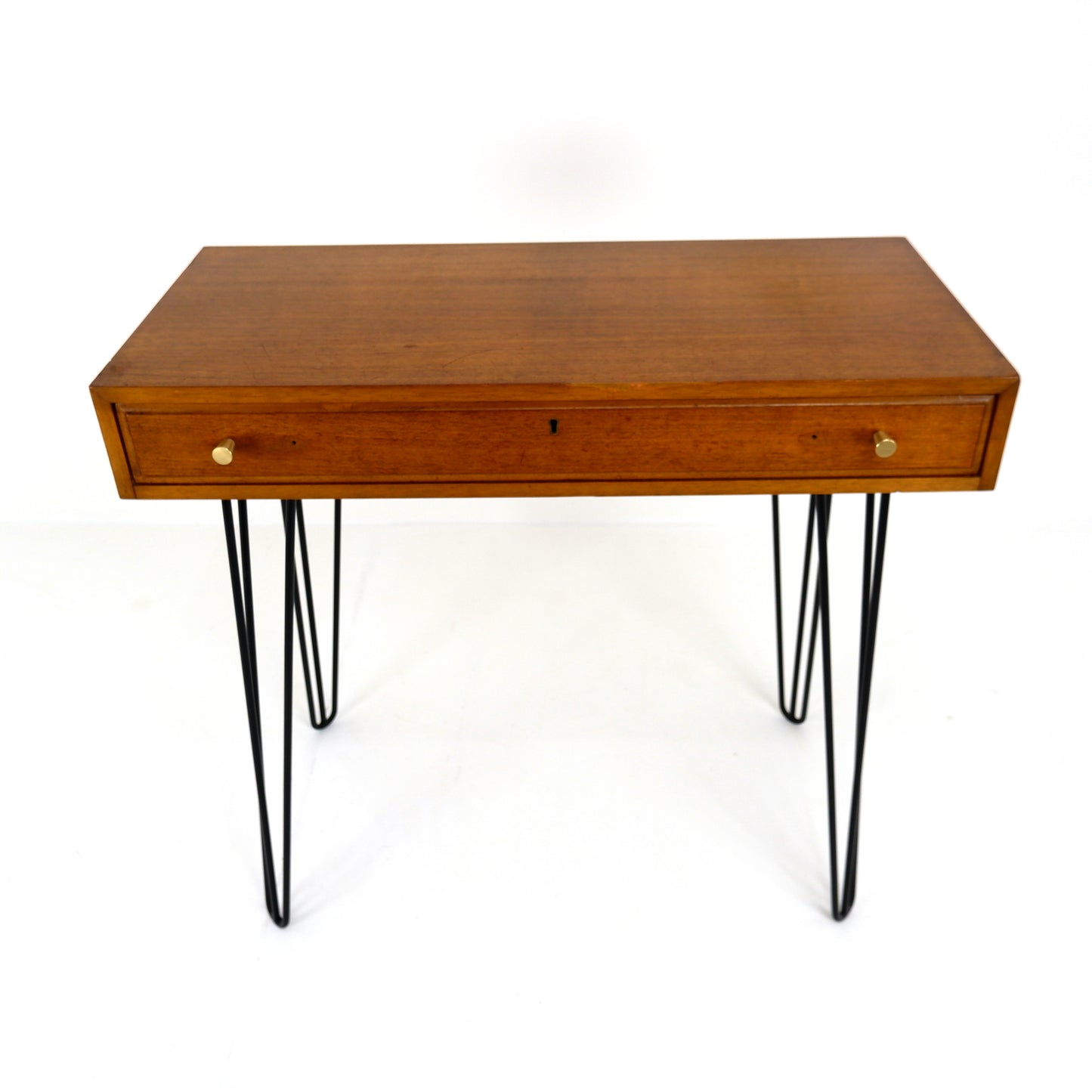 Mid Century Teak Desk / Hallway Table on Hairpin Legs