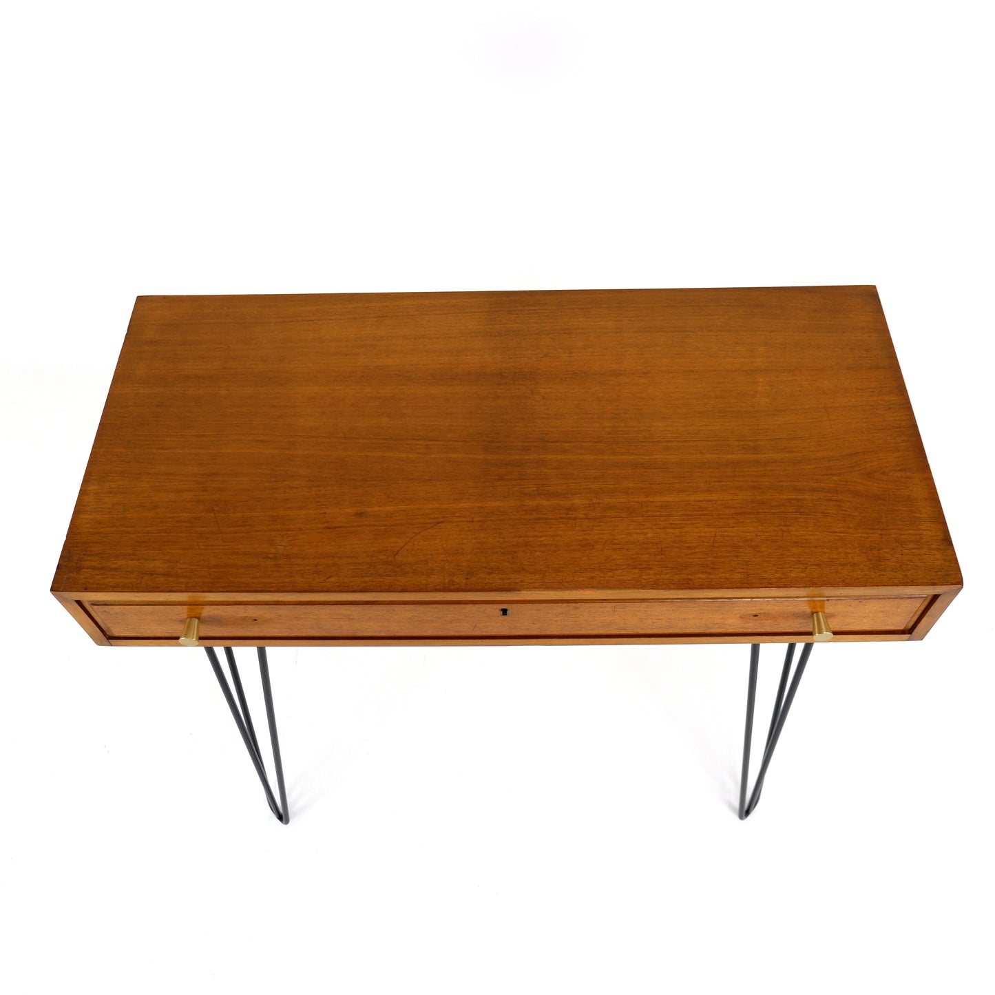 Mid Century Teak Desk / Hallway Table on Hairpin Legs