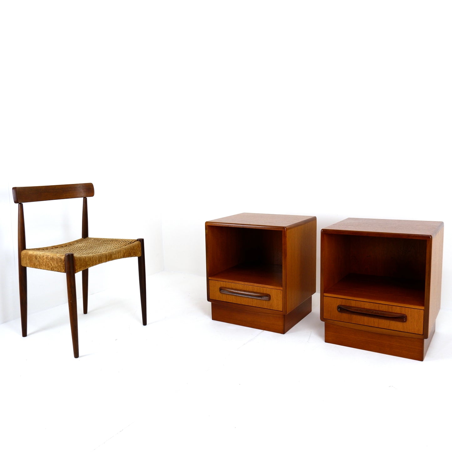 Pair Mid Century G PLAN Bedside Tables / Cabinets in Teak