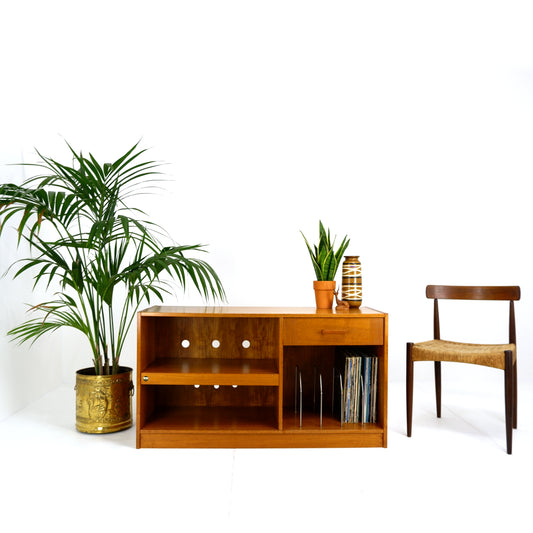 DENKA Danish Media/TV Stand in Teak - Mid Century Modern -Record/Vinyl Storage