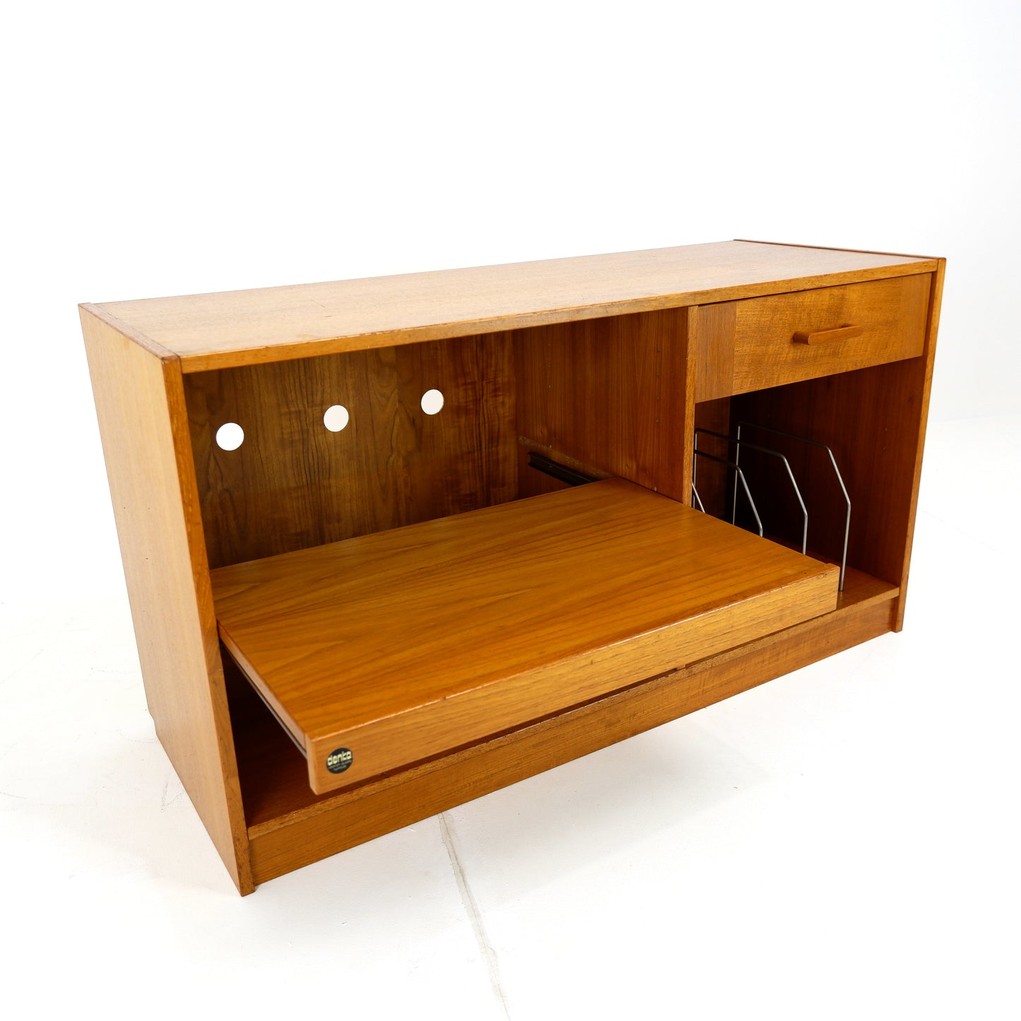 DENKA Danish Media/TV Stand in Teak - Mid Century Modern -Record/Vinyl Storage