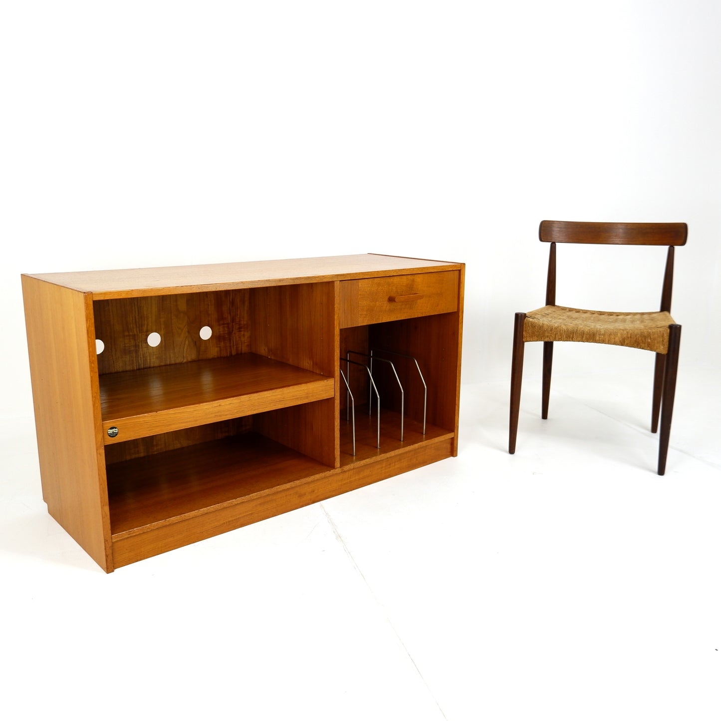 DENKA Danish Media/TV Stand in Teak - Mid Century Modern -Record/Vinyl Storage