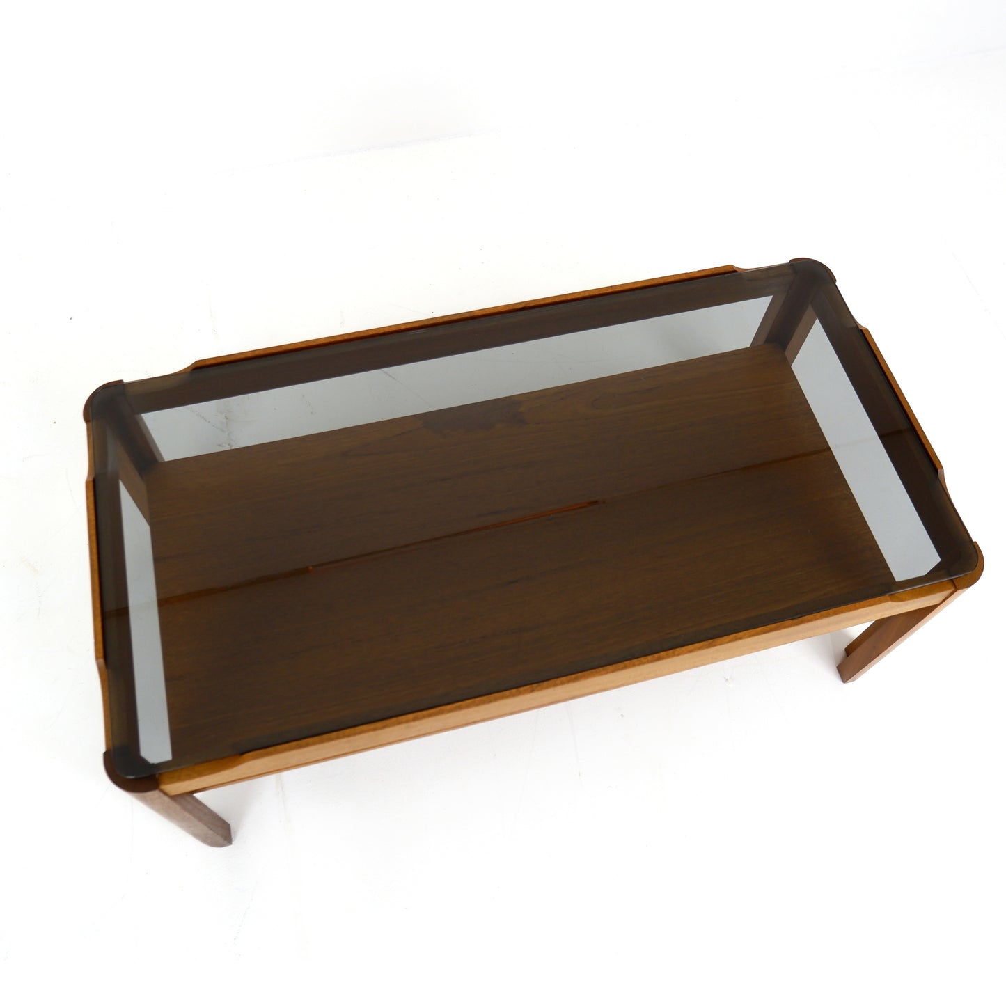 Mid Century MYER Teak and Smoked Glass Coffee Table - Vintage Furniture