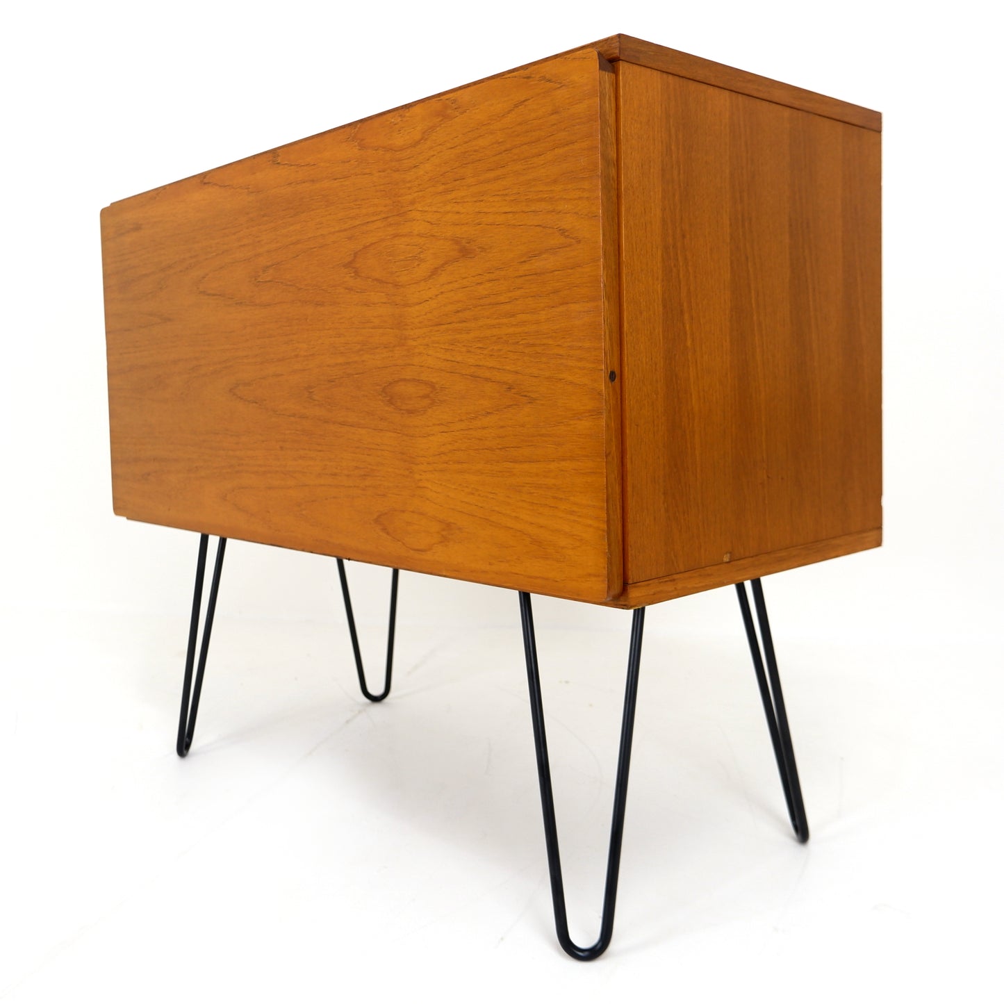 Mid Century Drinks Cabinet with Light in Teak by Beaver & Tapley - Hairpin Legs