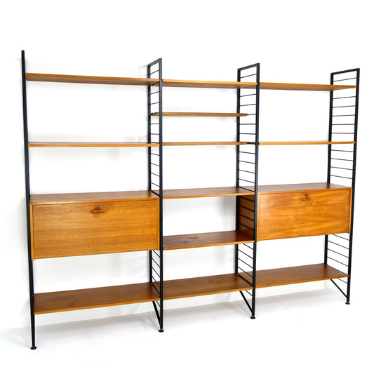 Ladderax Shelving System 3 Bays with Desk, Cocktail/Drinks Cabinet & Bookcases - Staples