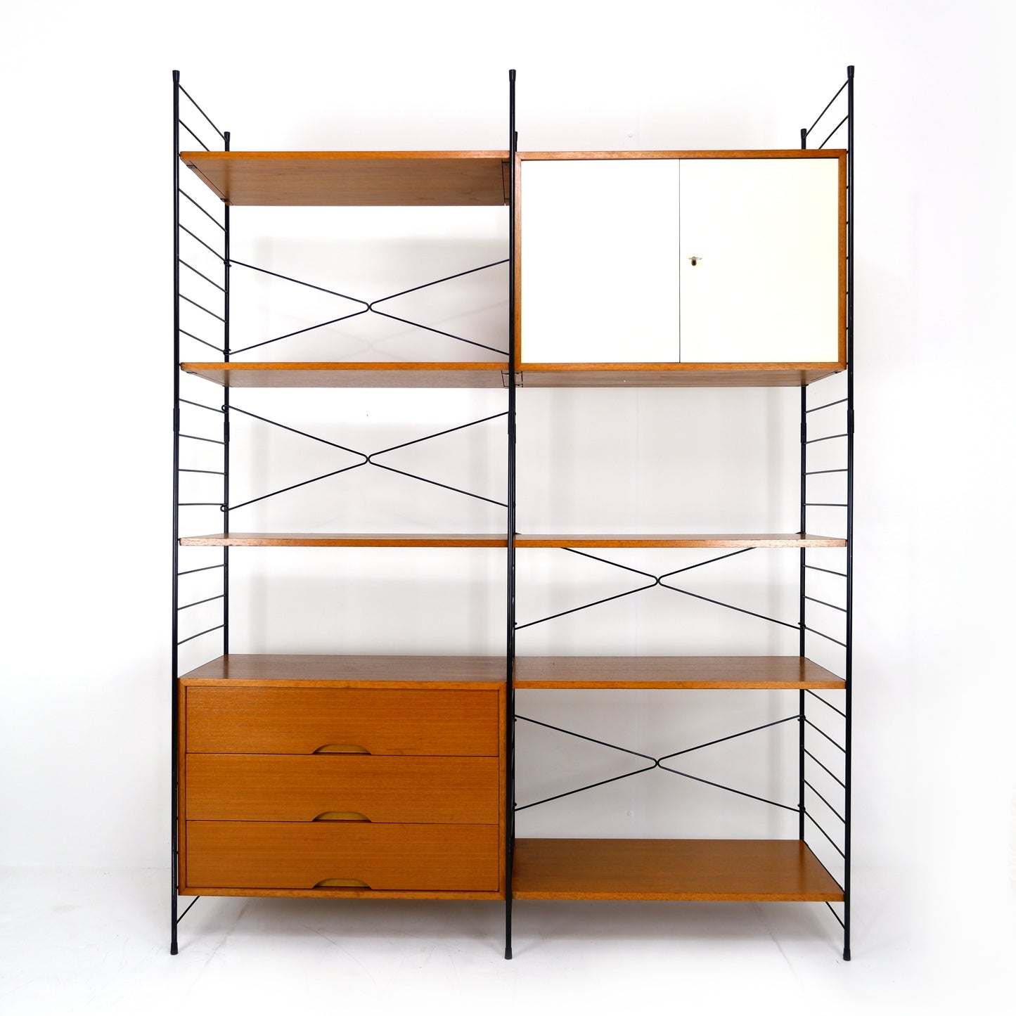 Mid Century WHB Regal String Shelving System - Cocktail/Drinks Cabinet & Drawers with Bookcase