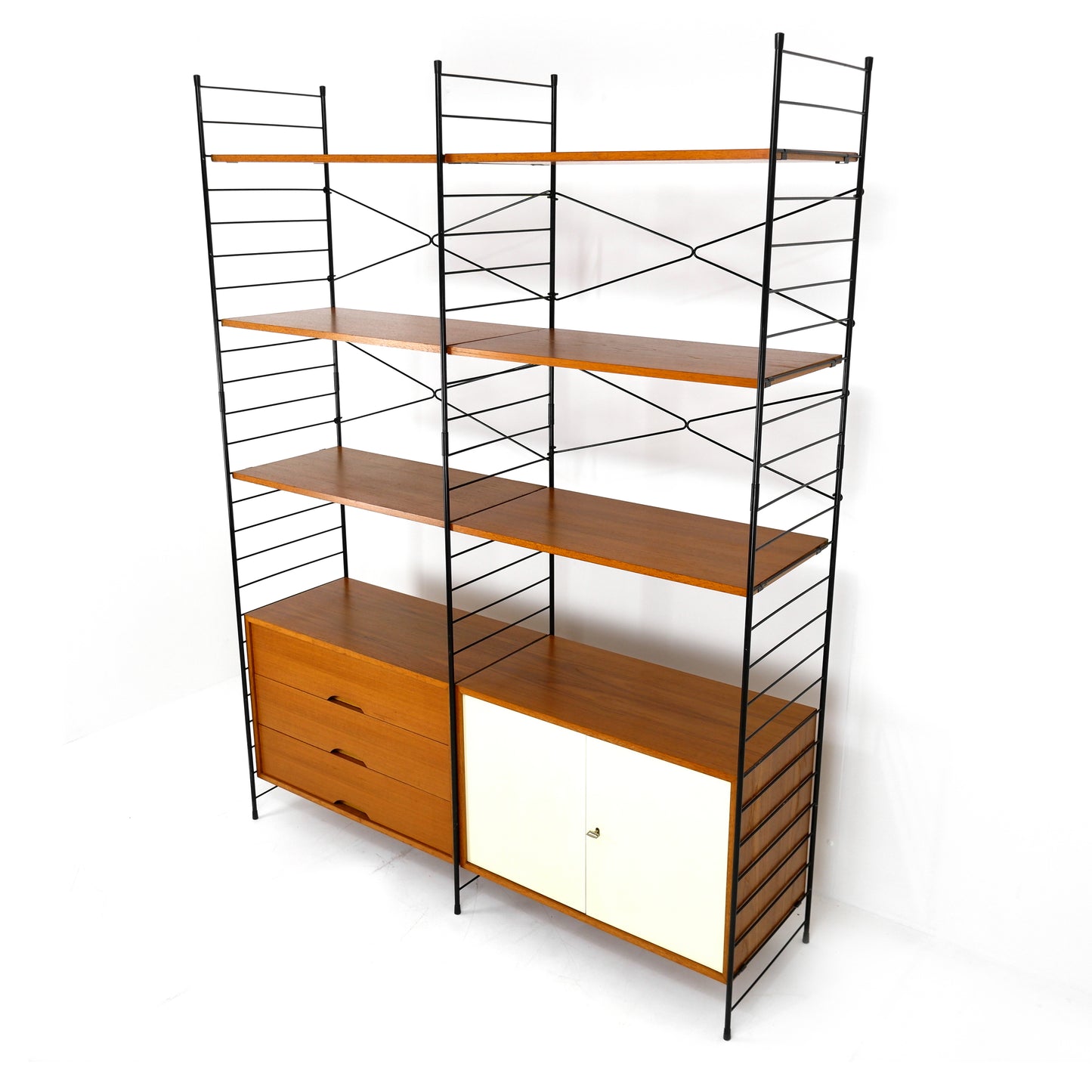 Mid Century WHB Regal String Shelving System - Cocktail/Drinks Cabinet & Drawers with Bookcase