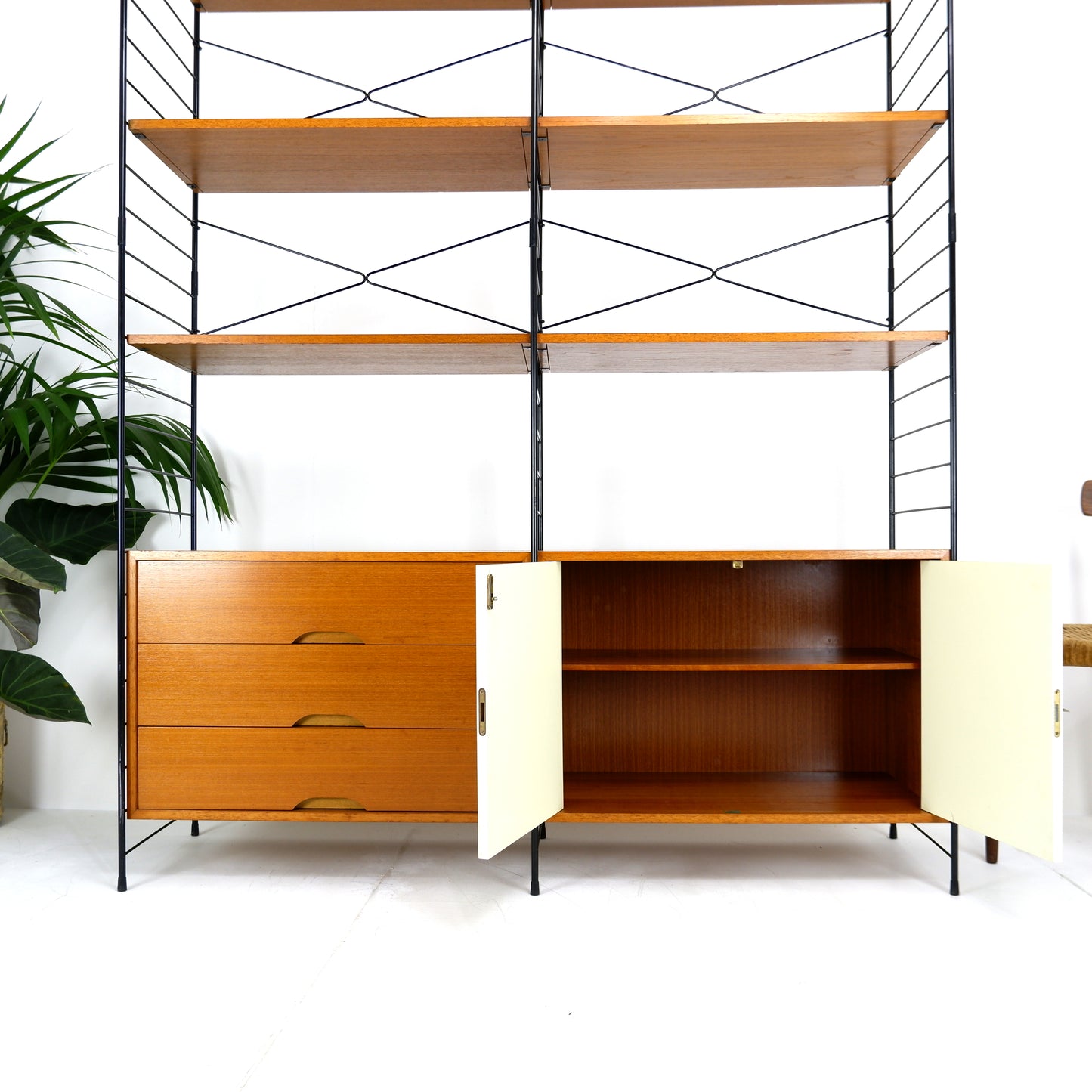 Mid Century WHB Regal String Shelving System - Cocktail/Drinks Cabinet & Drawers with Bookcase