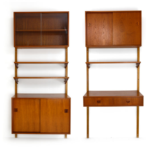 Danish Modern PS System Shelving Unit in Teak - Modular Desk and Cabinets with Bookcase Shelves