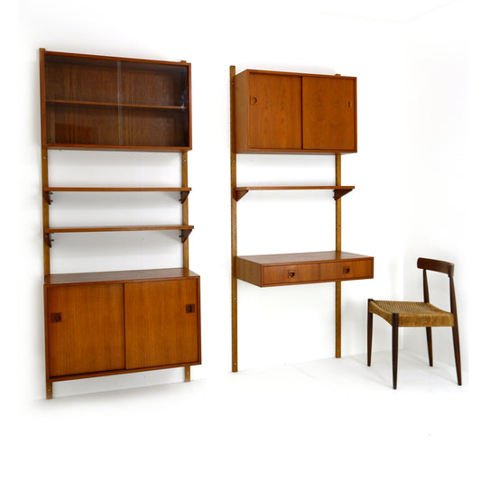 Danish Modern PS System Shelving Unit in Teak - Modular Desk and Cabinets with Bookcase Shelves