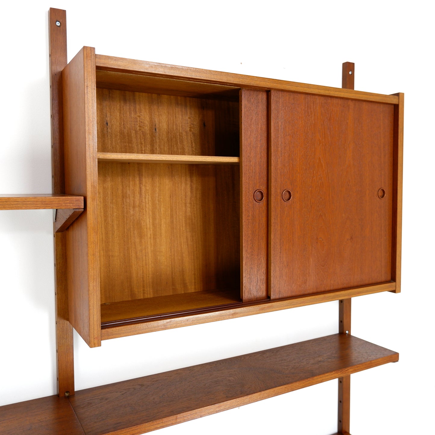 Danish Modern PS System Shelving Unit in Teak - Modular Desk and Cabinets with Bookcase Shelves