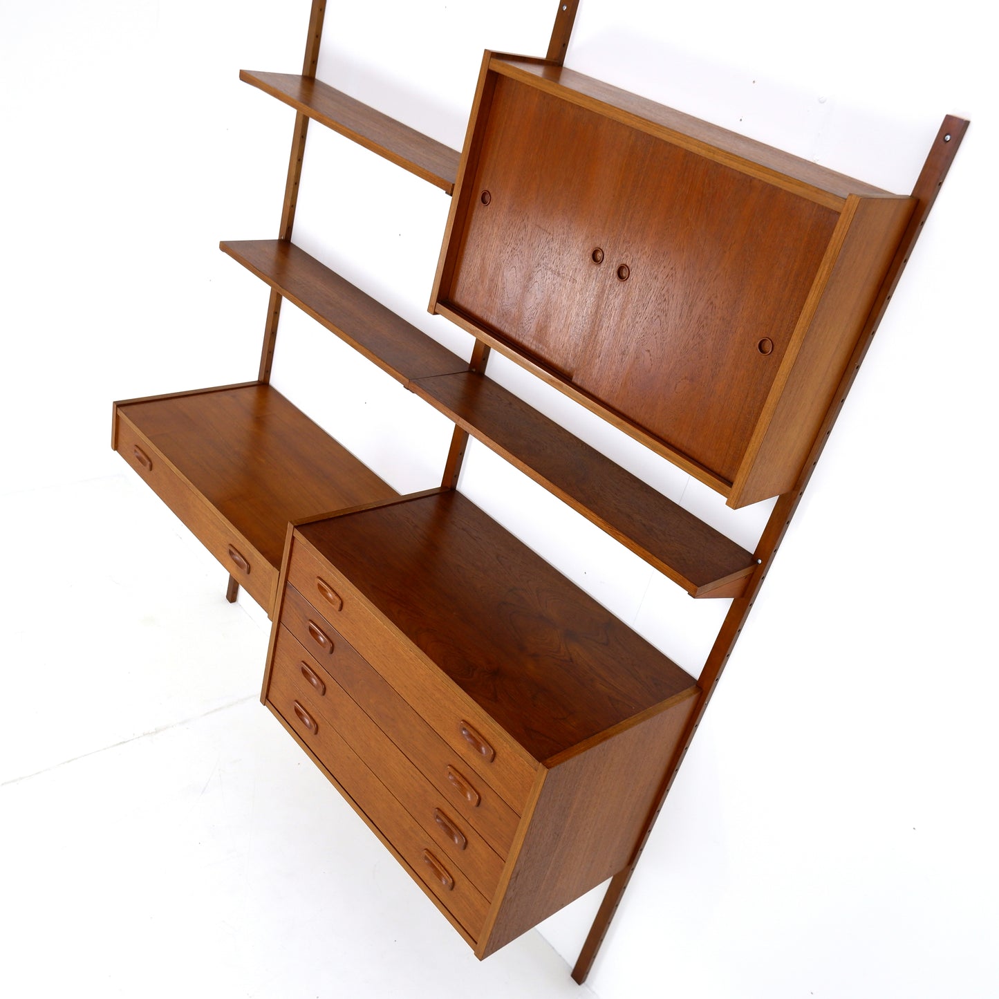 Danish Modern PS System Shelving Unit in Teak - Modular Desk and Cabinets with Bookcase Shelves