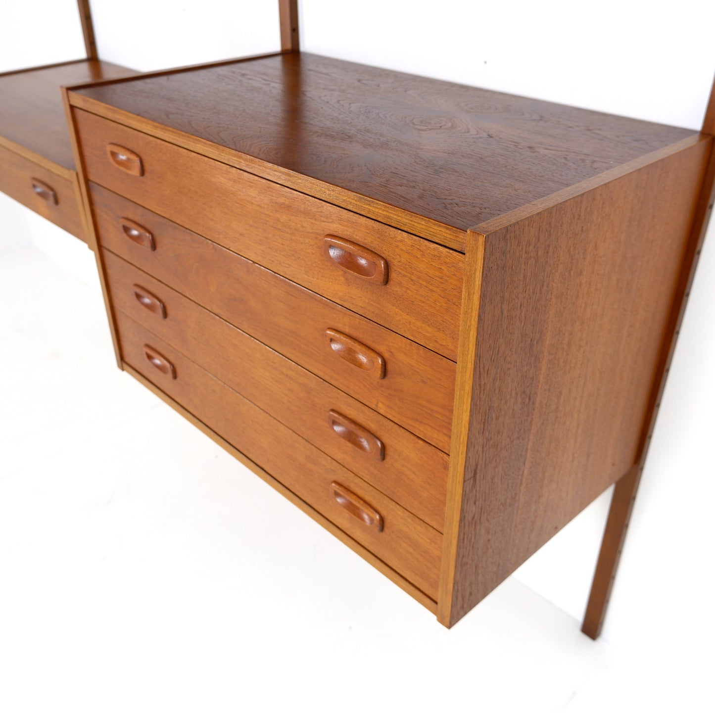 Danish Modern PS System Shelving Unit in Teak - Modular Desk and Cabinets with Bookcase Shelves